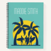 Surf zon- en palmbomen koel surf notitieboek (Voorkant)