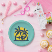 Surf zon- en palmbomen koel surf papieren bordje (Feest)