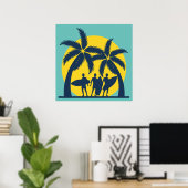 Surf zon- en palmbomen koel surf poster (Thuiskantoor)