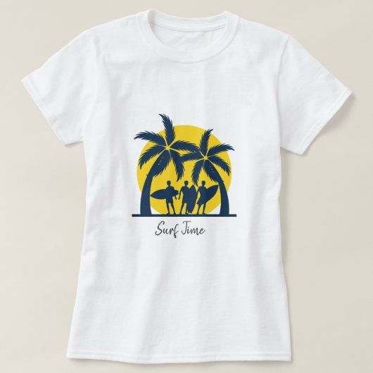 Surf zon- en palmbomen koel surf t-shirt (Design voorkant)