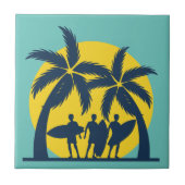 Surf zon- en palmbomen koel surf tegeltje (Voorkant)