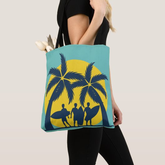 Surf zon- en palmbomen koel surf tote bag (Dichtbij)
