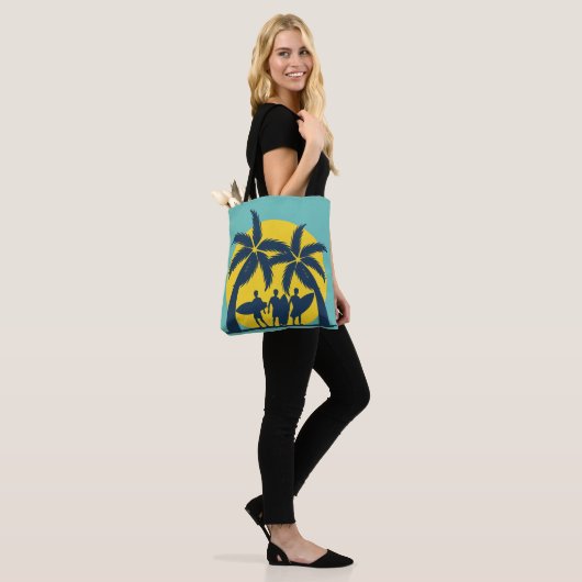 Surf zon- en palmbomen koel surf tote bag (Op model)