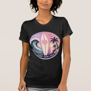 Surf Zon Zomer Retro Badge – Tropisch Surfboard &  T-shirt