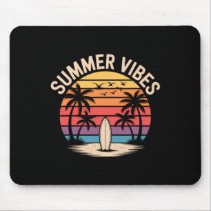 Surf Zonsondergang Zomer Vibes Retro Strand Palmbo Muismat