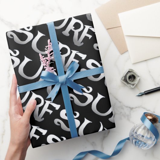 Surf zwart gekanteld glanzend inpakpapier (Geschenken)