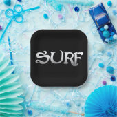 Surf zwart vierkant papier borden papieren bordje (Feest)
