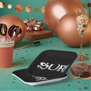 Surf zwart vierkant papier borden papieren bordje