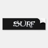 Surf zwarte bumper sticker (Voorkant)