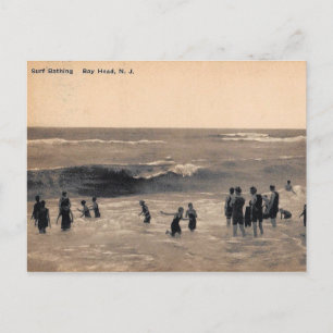 Surf zwemmen, Bay Head NJ, Vintage Briefkaart