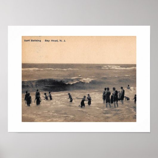 Surf zwemmen, Bay Head NJ, Vintage Poster (Voorkant)