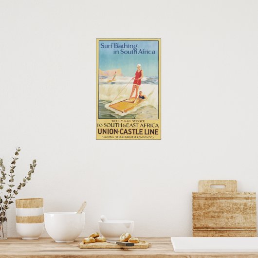 Surf zwemmen in Zuid-Afrika , Poster (Keuken)