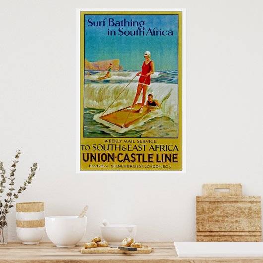 Surf zwemmen in Zuid-Afrika Poster (Keuken)