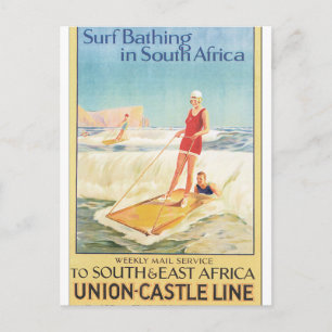 Surf zwemmen in Zuid-Afrika Vintage Travel Poster Briefkaart