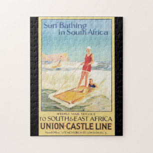 Surf zwemmen in Zuid-Afrika Vintage Travel Poster Legpuzzel