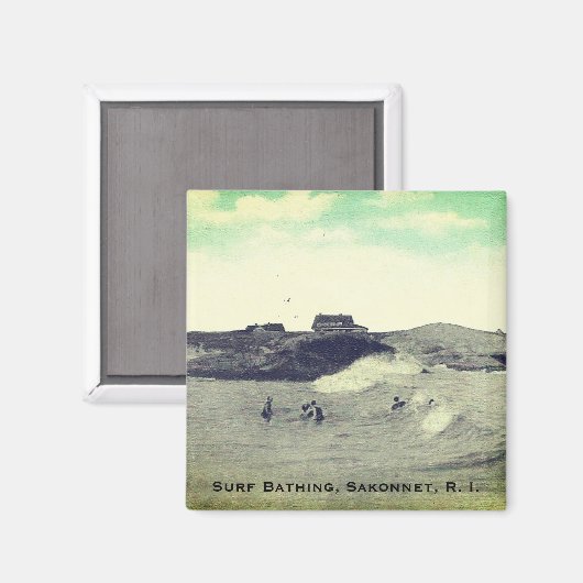 Surf zwemmen, Sakonnet, RI (Warren Point, LC) Magneet (Voorkant / Achterkant)