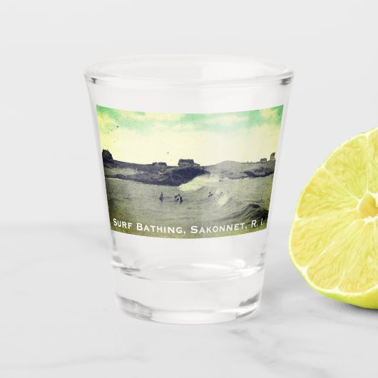 Surf zwemmen, Warren's Point Beach, Little Compton Shot Glas (Voorkant)