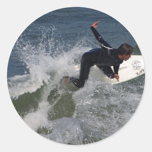 Surfaarsgolven Ronde Sticker (Voorkant)