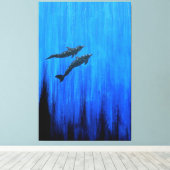 Surface dolphins canvas afdruk (Insitu (Houten vloer))