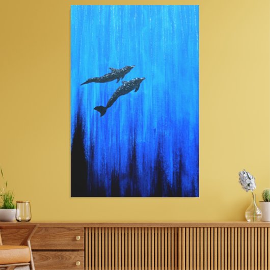 Surface dolphins canvas afdruk (Insitu (Woonkamer))