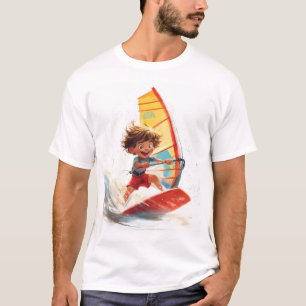 Surfavontuur Cartoon van een gelukkig Kind T-shirt