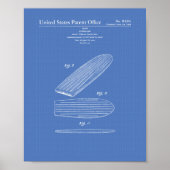 Surfboard 1958 Patent Art Blueprint Poster (Voorkant)