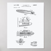 Surfboard 1969 Patent Art-witboek Poster (Voorkant)
