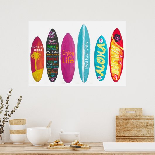 Surfboard Art Wall Aloha Poster (Keuken)