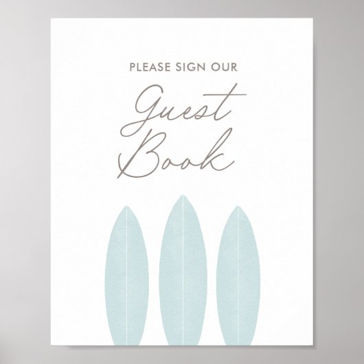 Surfboard Baby shower Gastenboek teken Poster (Voorkant)