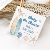 Surfboard Beach Baby aan boord van het Baby shower Bedankjes Labels