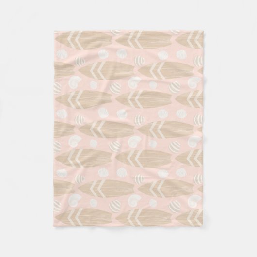 Surfboard Beach Baby Roze Fleece Deken (Voorkant)
