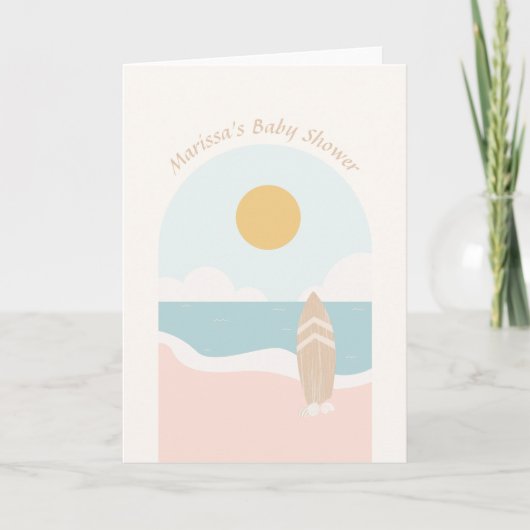 Surfboard Beach Baby shower Folded Wenskaart Kaart (Voorkant)