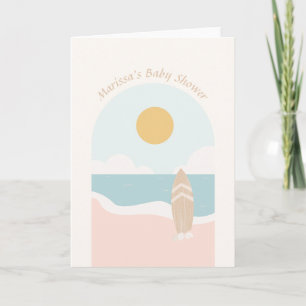 Surfboard Beach Baby shower Folded Wenskaart Kaart