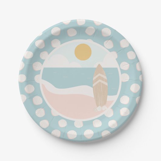Surfboard Beach Baby shower Paper Bord (Voorkant)