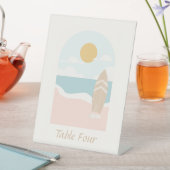 Surfboard Beach Baby shower Tafelnummer Reclamebord Met Voetstuk (Insitu)