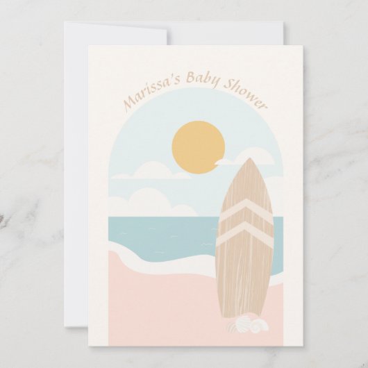 Surfboard Beach Baby shower Uitnodiging (Voorkant)