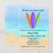 Surfboard Beach Baby Sip en zie douchefeest Kaart (Voorkant / Achterkant)