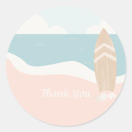 Surfboard Beach Hartelijk dank Ronde Sticker