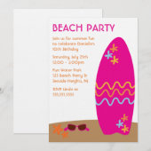 Surfboard Beach Party-uitnodigingen Kaart (Voorkant / Achterkant)