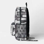 Surfboard Beach Zwart Wit Surfer Bedrukte Rugzak (Rechts)