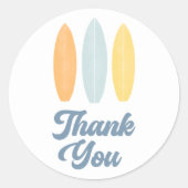 Surfboard Birthday Party Dank u Ronde Sticker (Voorkant)