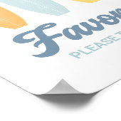Surfboard Birthday Party Favors Sign Poster (Hoek)