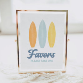 Surfboard Birthday Party Favors Sign Poster