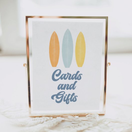 Surfboard Birthday Party Kaarten and Gifts Sign Poster