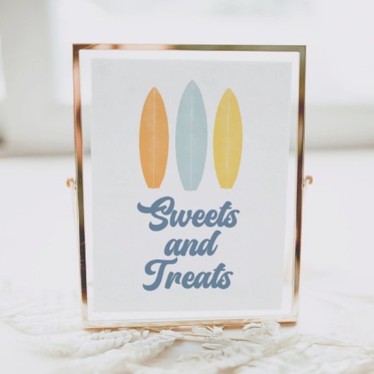 Surfboard Birthday Party Sweets and Treatment Sign Poster