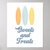 Surfboard Birthday Party Sweets and Treatment Sign Poster (Voorkant)