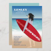 Surfboard Chick Uitnodiging (Voorkant / Achterkant)