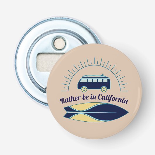 Surfboard en Camper California Button Flesopener (Voorkant)