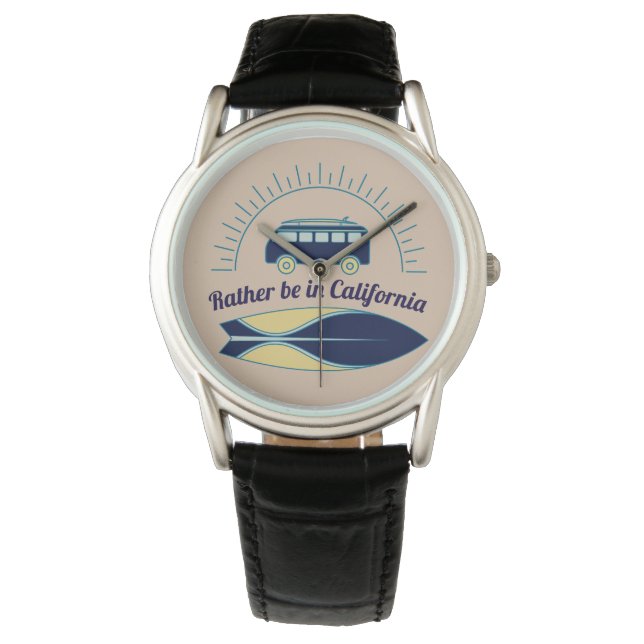 Surfboard en Camper California Horloge (Voorkant)