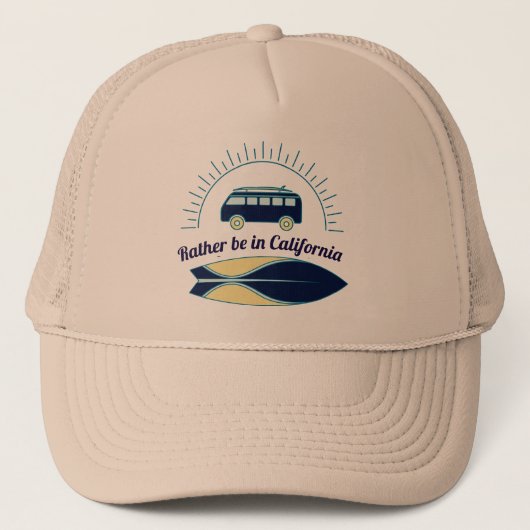 Surfboard en Camper California Trucker Pet (Voorkant)